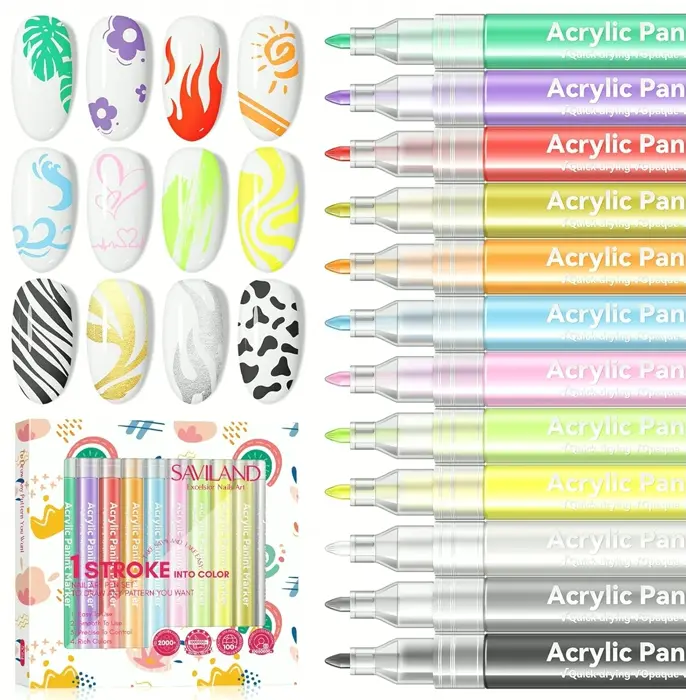 Saviland Twelve Colors Nail Art Pen Set