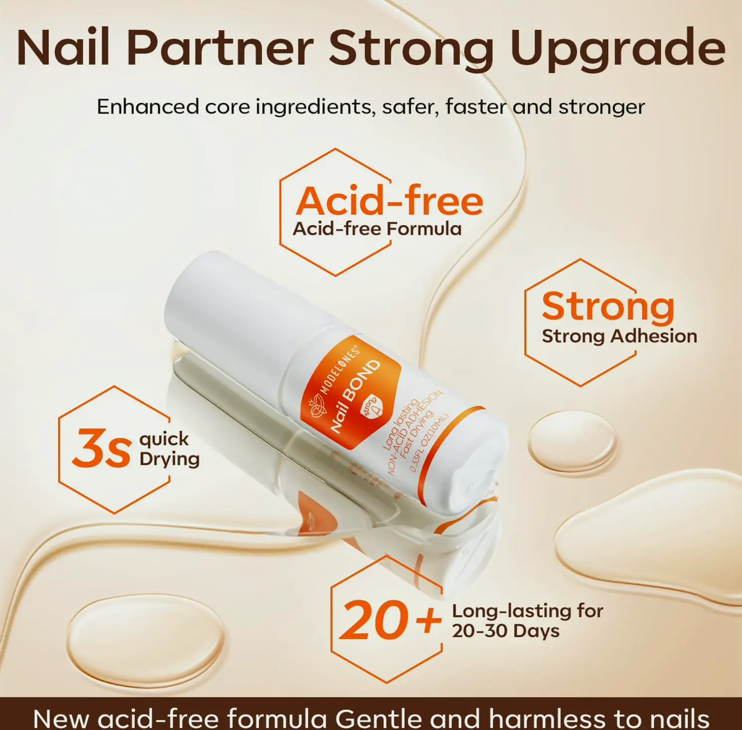 Modellones Nail Adhesive for Press Ons, 10 ML Long Lasting Gel