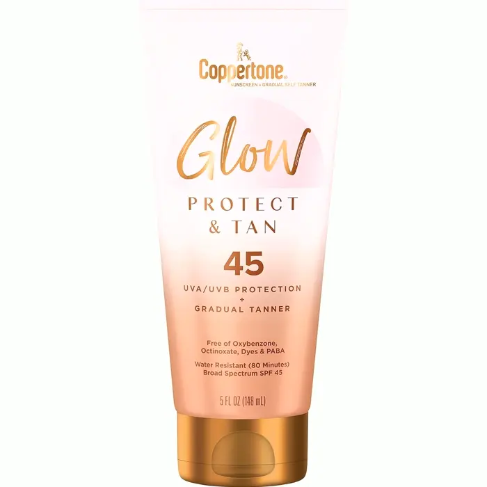 Coppertone's Glow Protect and Tan Sunscreen Cream SPF 45, 5 Fl Oz