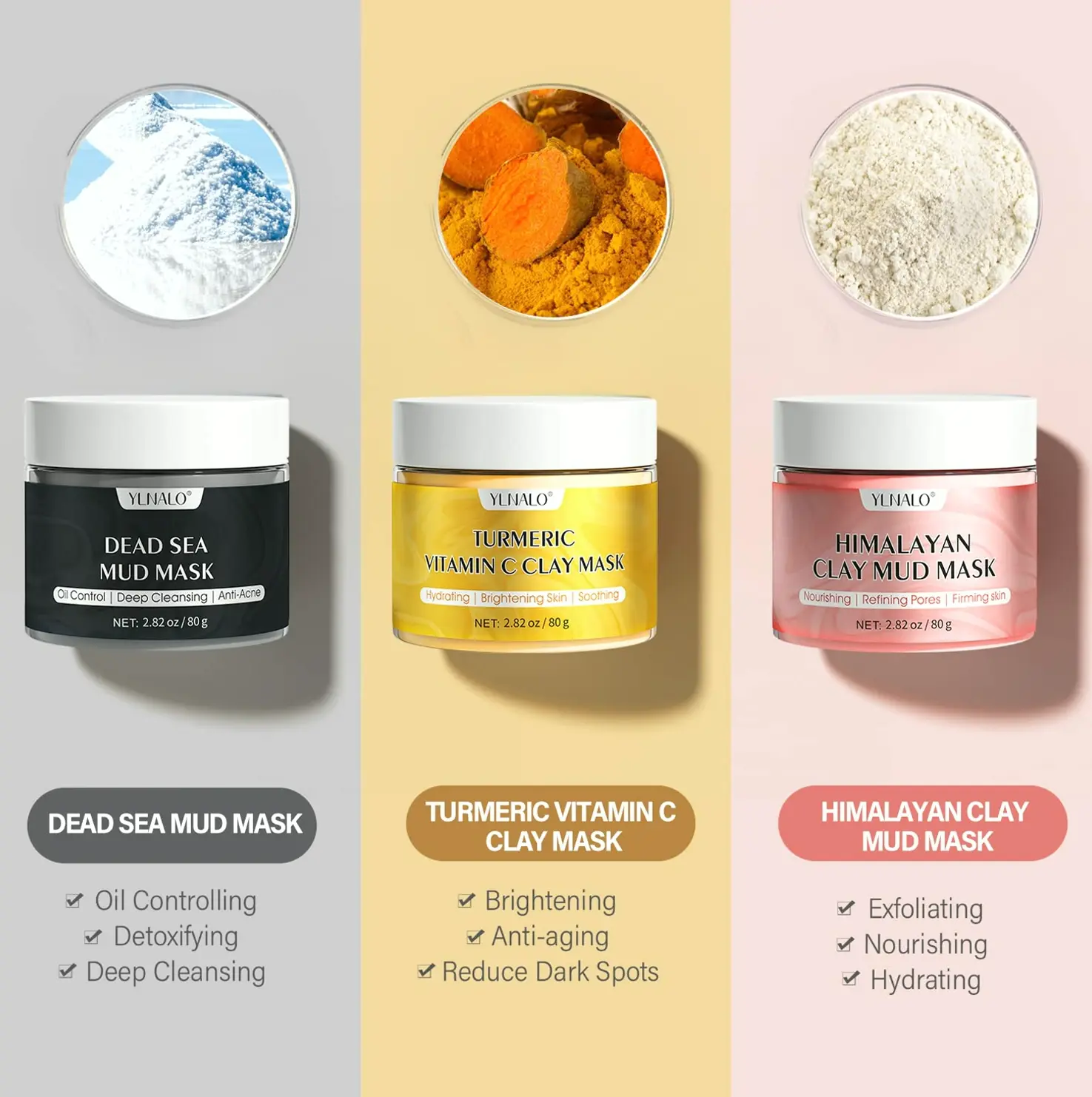 Turmeric Facial Mask Set, Himalayan Mask Set, Deep Pore Cleansing
