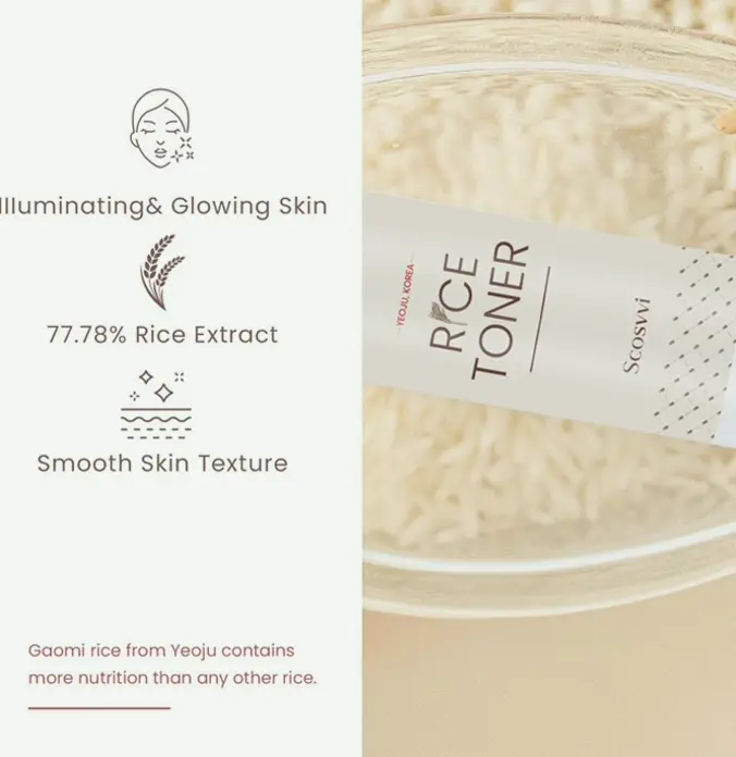 K-Beauty Rice Toner with Over 77% Extract