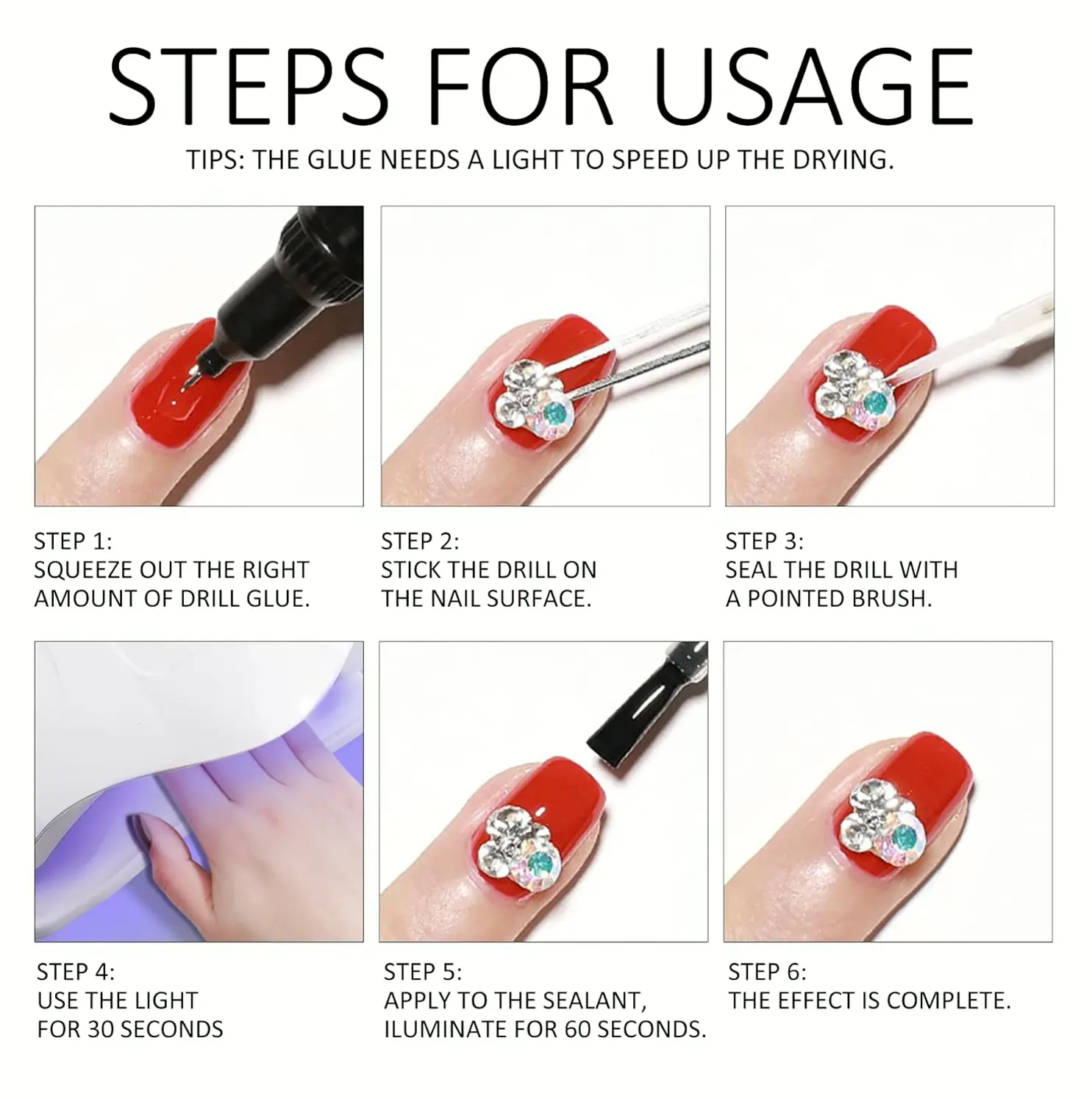 Ownest 2 Pcs Nail Glue Stick Resin Polishing Agent, Glue Decoration Crystal Diamond Jewelry, Light Required - 10ml