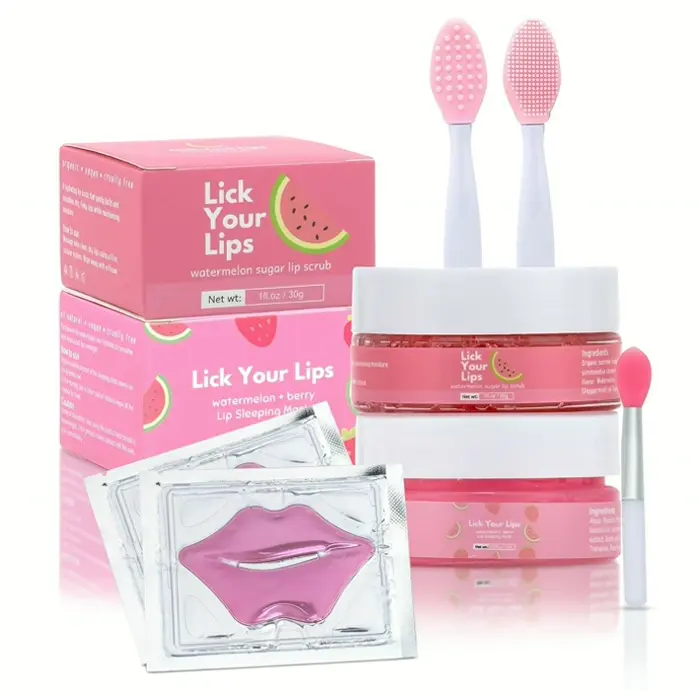6-in-1 Lip Therapy Kit Including Sleeping Mask, Lip Scrub, Silicone Brush