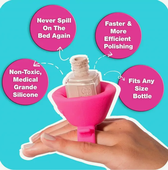 Portable Nail Polish Stand Ring - Ideal Gift for Girls - Pink