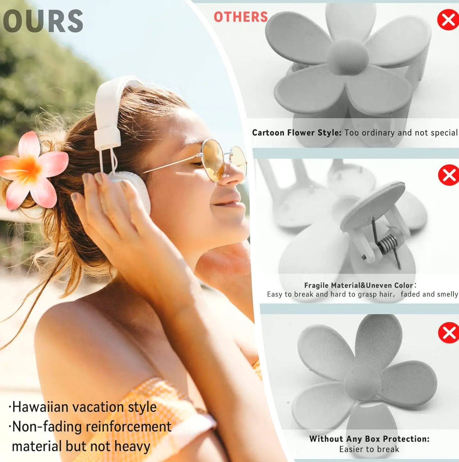Flower Hair Claw Clips - 4PCS for Dense Locks, Strong Grip