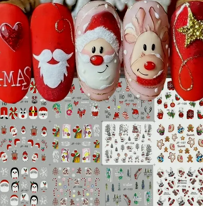 Dozen Pcs Christmas Nail Art Stickers Decals