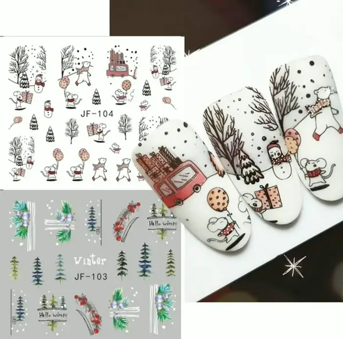 Dozen Pcs Christmas Nail Art Stickers Decals