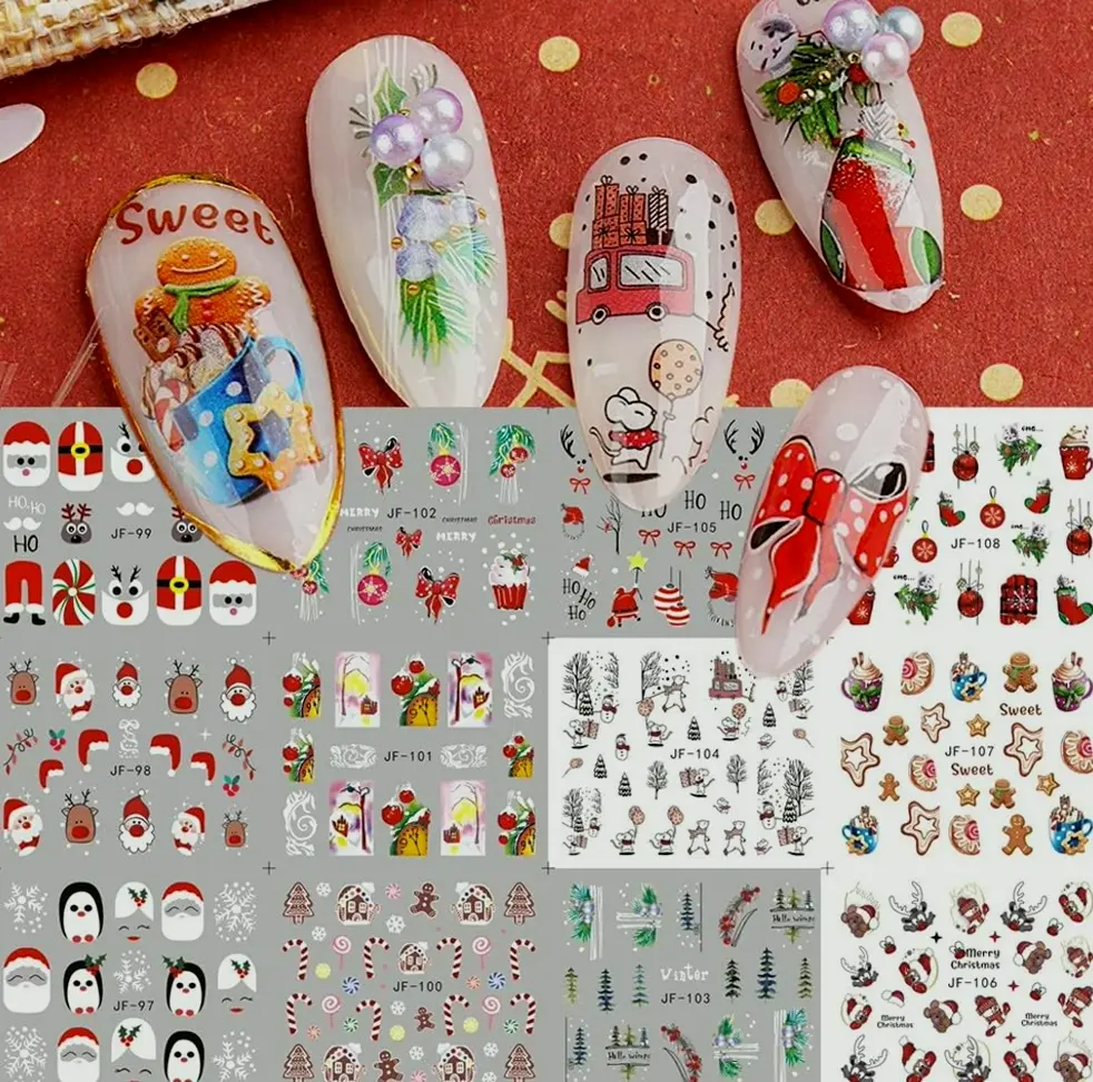Dozen Pcs Christmas Nail Art Stickers Decals