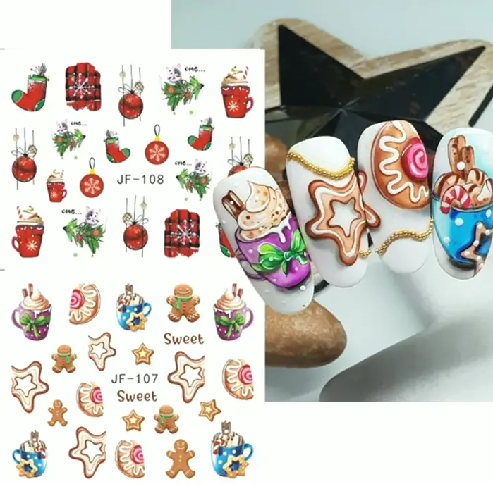Dozen Pcs Christmas Nail Art Stickers Decals