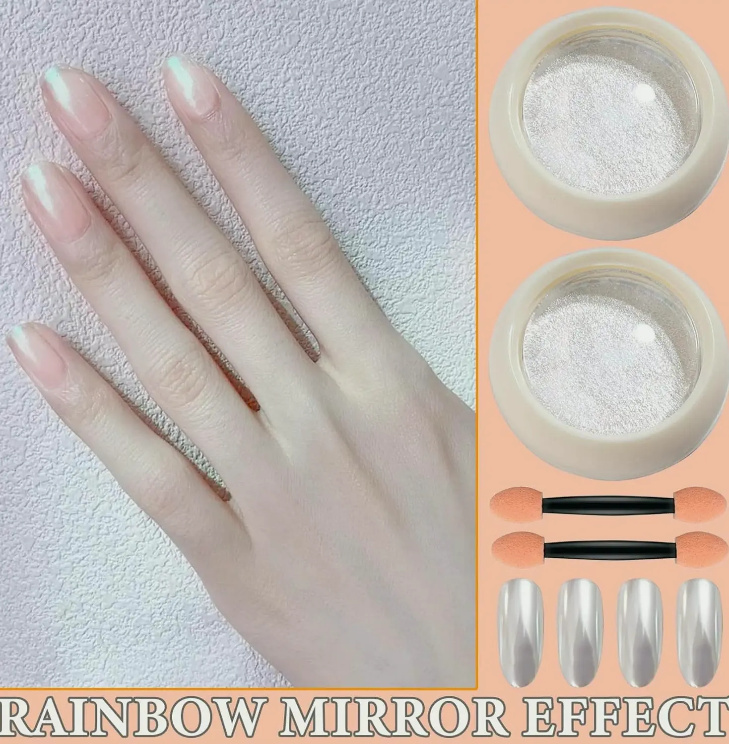 Two Pieces Pearl Chrome Nail Powder