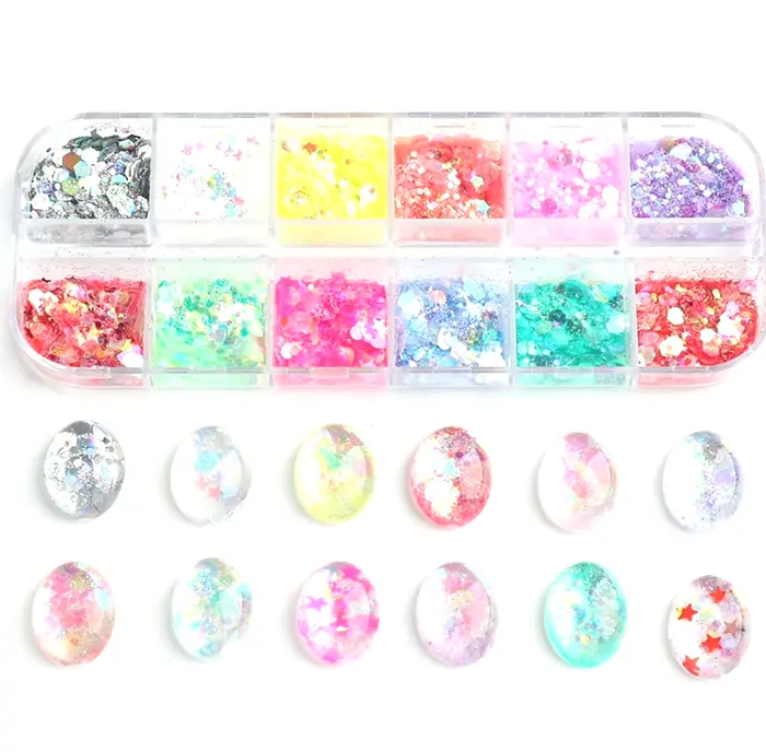 12-Color Iridescent Nail Sequins Flakes Kit